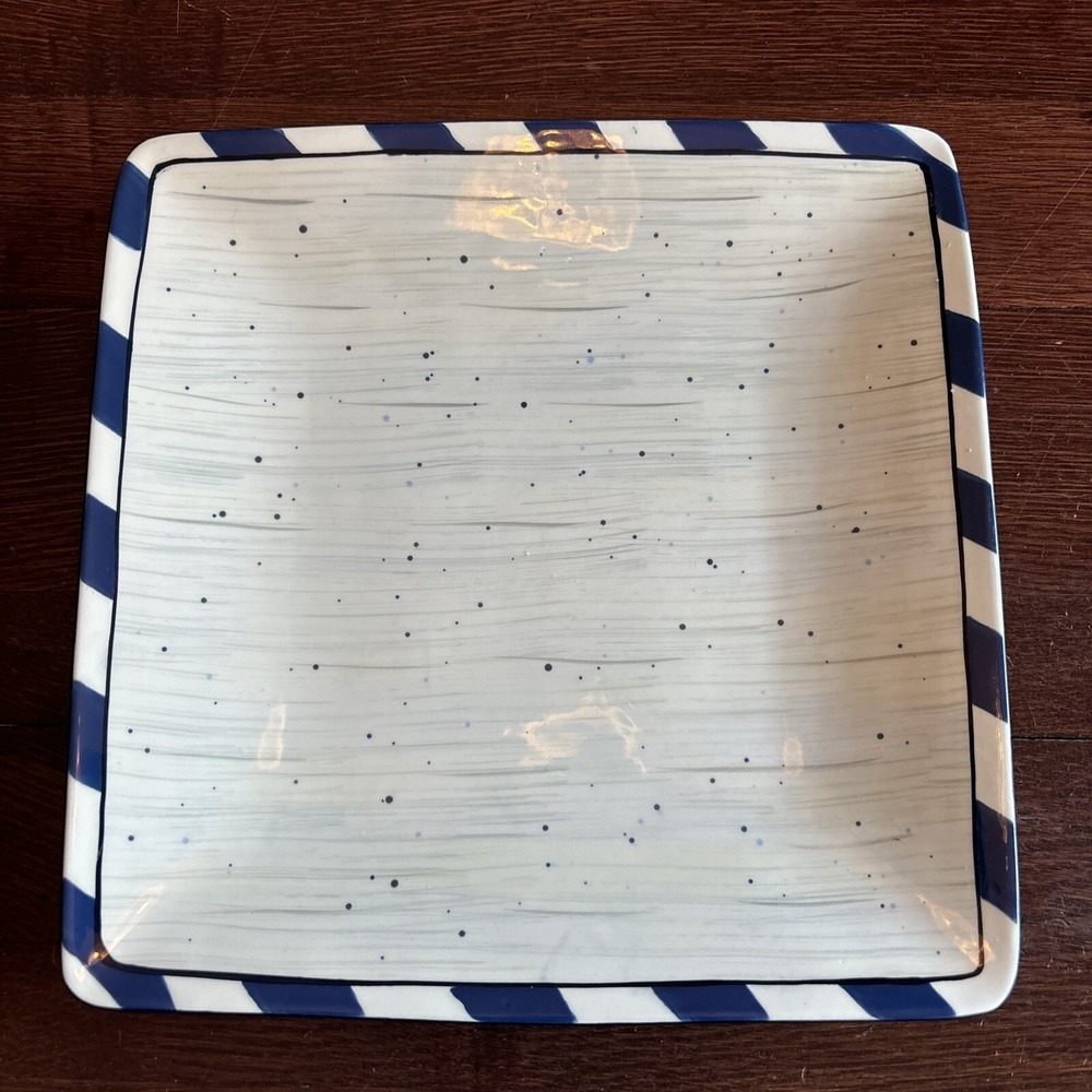Certified International Jennifer Brinley Nautical Square Platter Blue White 11"